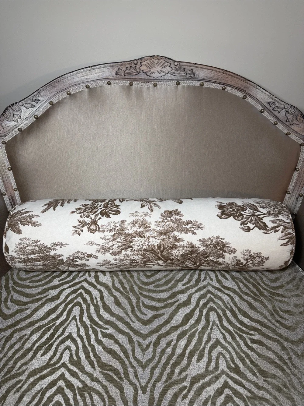 Pottery Barn Matine Toile Bolster Roll Pillow